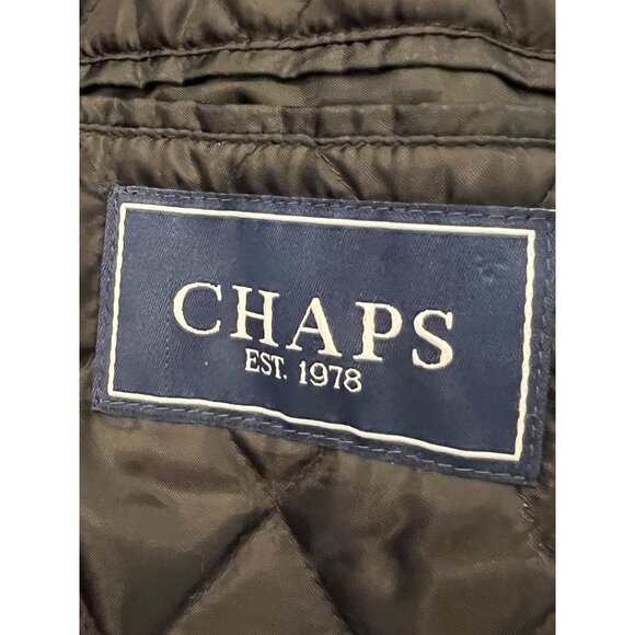 Chaps Men's Black Wool Blend Peacoat Size 46R Preppy Goth Warm Oversized - Picture 11 of 16